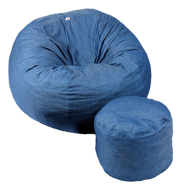 Комплект, Барбарон и табуретка за крака, 700л., King Size - Denim, Перящ се калъф, Трансформира се в легло, Пълнеж с микс от мемори пяна и дунапрен, Гама Premium