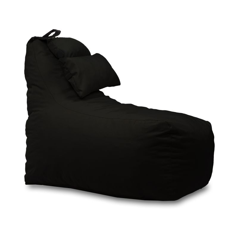 Пуф фотьойл и декортивна възглавница Mirraggio, водоустойчив, Черен