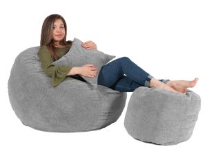 Комплект, Барбарон с табуретка за крака и декоративна възглавница, 500л. Matusalem - Puddle, Перящ се калъф, Подходящ за деца, Пълнеж с микс от мемори пяна и дунапрен, Гама Diamond