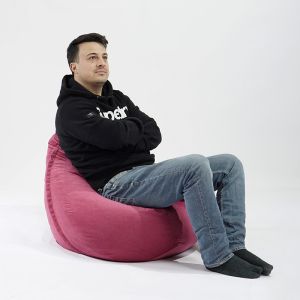 Пуф круша за деца 4-14 г., 160л., Nirvana Light - Black, Еко кожа, Пълнеж от Полистиролни перли