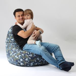 Пуф круша за деца 4-14 г., 160л., Nirvana Light - Black, Еко кожа, Пълнеж от Полистиролни перли