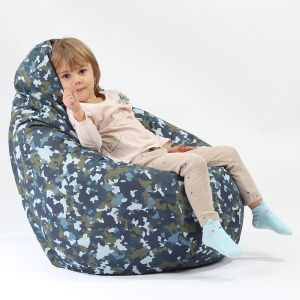 Пуф круша за деца 4-14 г., 160л., Nirvana Light - Black, Еко кожа, Пълнеж от Полистиролни перли