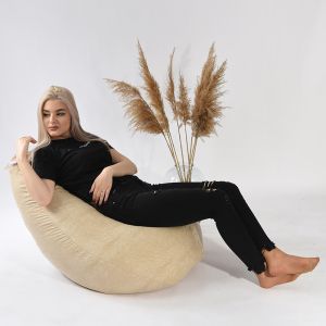 Пуф круша за деца 4-14 г., 160л., Nirvana Light - Black, Еко кожа, Пълнеж от Полистиролни перли