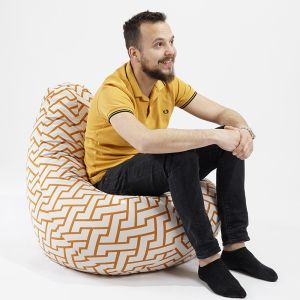 Пуф круша, 220л., Nirvana Hobbit - Puddle, Перящ се калъф, Пълнеж от полистиролни перли, Гама Premium