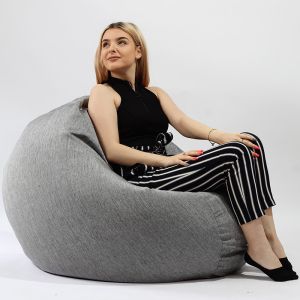 Пуф 330л., Relaxo XL - Moon Grey, Перящ се калъф, Пълнеж от полистиролни перли, Гама Premium