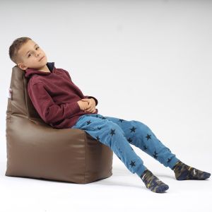 Пуф стол за деца 2-8 г., 120л. Sunlounger Junior - Wine, PU кожа, Пълнеж от Полистиролни перли