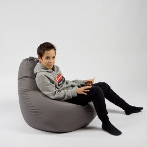 Пуф круша за деца 4-14 г., 160л., Nirvana Light - Teteron Grey, За открито, Перящ се калъф, Пълнеж от Полистиролни перли