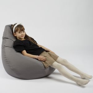 Пуф круша за деца 4-14 г., 160л., Nirvana Light - Teteron Grey, За открито, Перящ се калъф, Пълнеж от Полистиролни перли