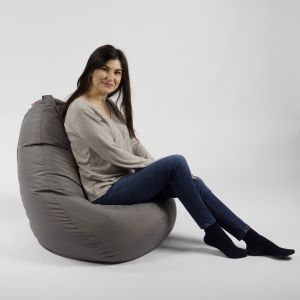 Пуф круша, 220л., Nirvana Hobbit - Teteron Grey, За открито, Перящ се калъф, Пълнеж от Полистиролни перли