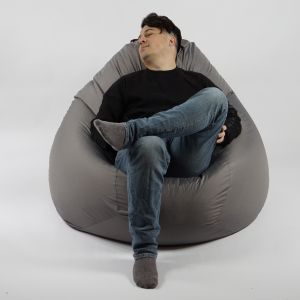 Пуф круша 520л., Nirvana Gigant - Teteron Grey, за открито, Перящ се калъф, Пълнеж от Полистиролни перли