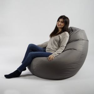 Пуф круша 520л., Nirvana Gigant - Teteron Grey, за открито, Перящ се калъф, Пълнеж от Полистиролни перли