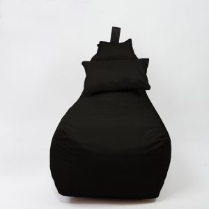 Пуф фотьойл и декортивна възглавница Mirraggio, водоустойчив, Черен