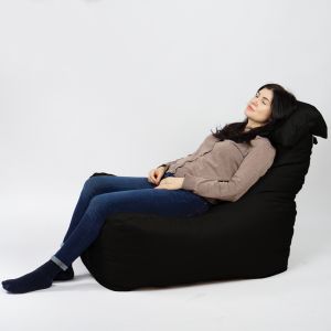 Пуф фотьойл и декортивна възглавница Mirraggio, водоустойчив, Черен