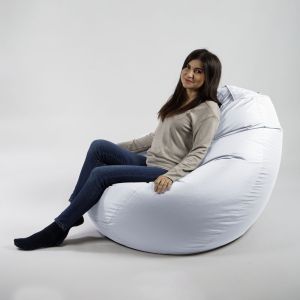 Пуф круша 520л., Nirvana Gigant - Panama White, Водоустойчив, Перящ се калъф, Пълнеж от Полистиролни перли