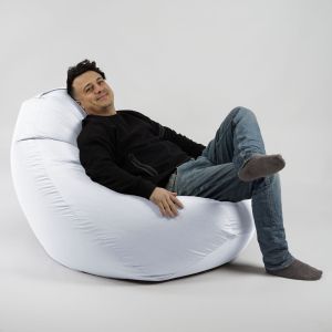 Пуф круша 520л., Nirvana Gigant - Panama White, Водоустойчив, Перящ се калъф, Пълнеж от Полистиролни перли