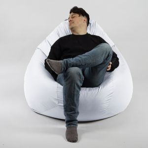 Пуф круша 520л., Nirvana Gigant - Panama White, Водоустойчив, Перящ се калъф, Пълнеж от Полистиролни перли