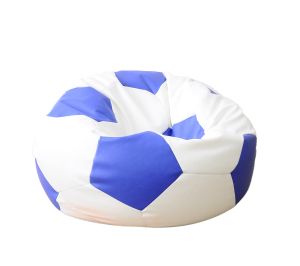 Пуф, топка 400л. Telstar XL - Blue & White, Еко кожа, Пълнеж от Полистиролни перли